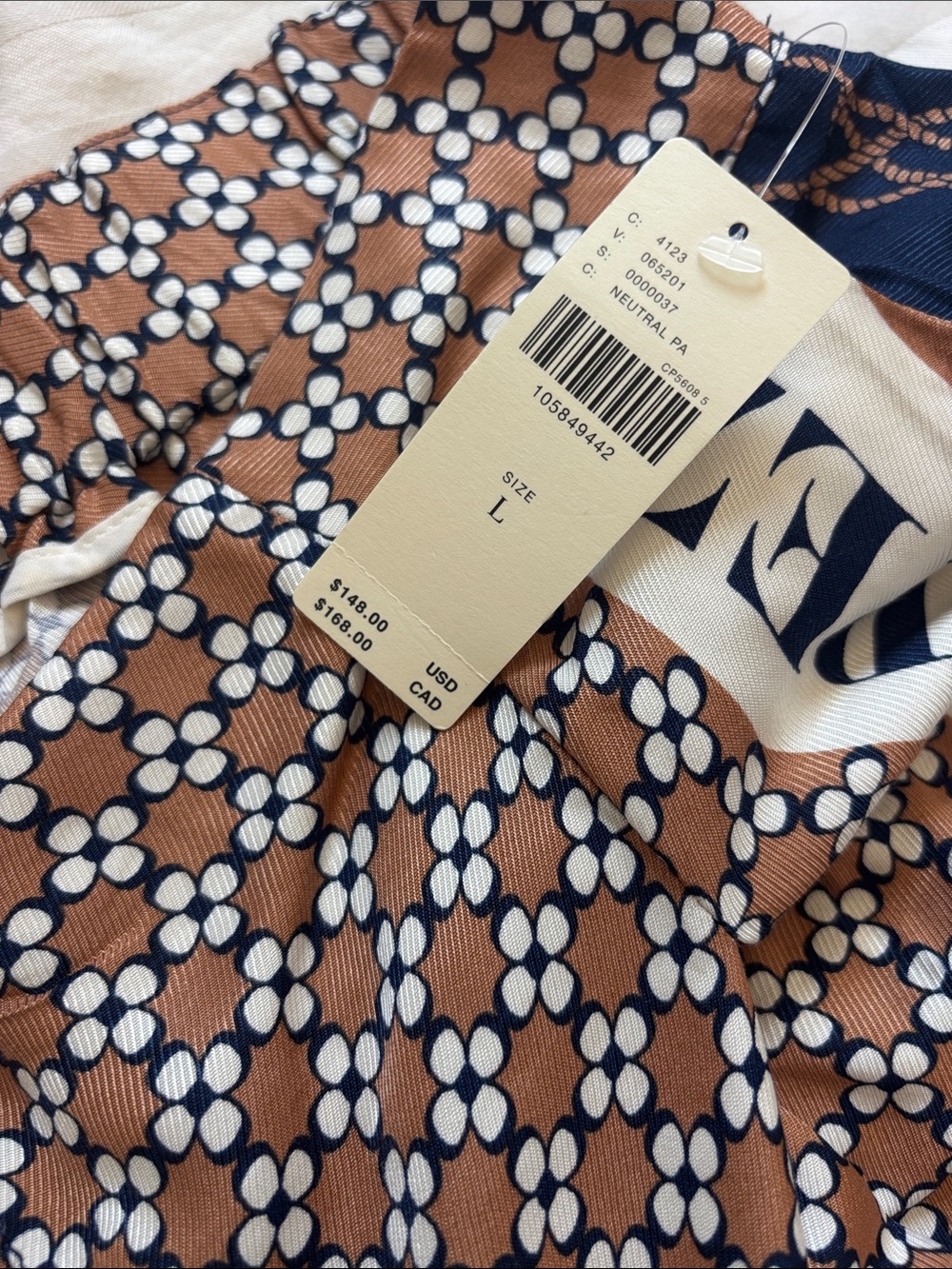 Maeve Printed PLEATED A-LINE CULOTTES, Sz L, Color: Neautral 🛥️ ⚓️🪝 - Picture 8 of 11